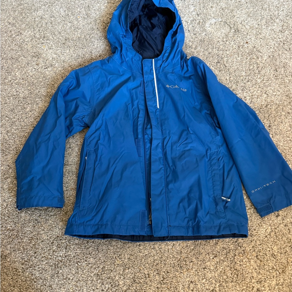 Kids Columbia Blue Hooded Rain Jacket